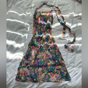 Bydee AUS Floral Mini Dress - Multicolor open back Halter top